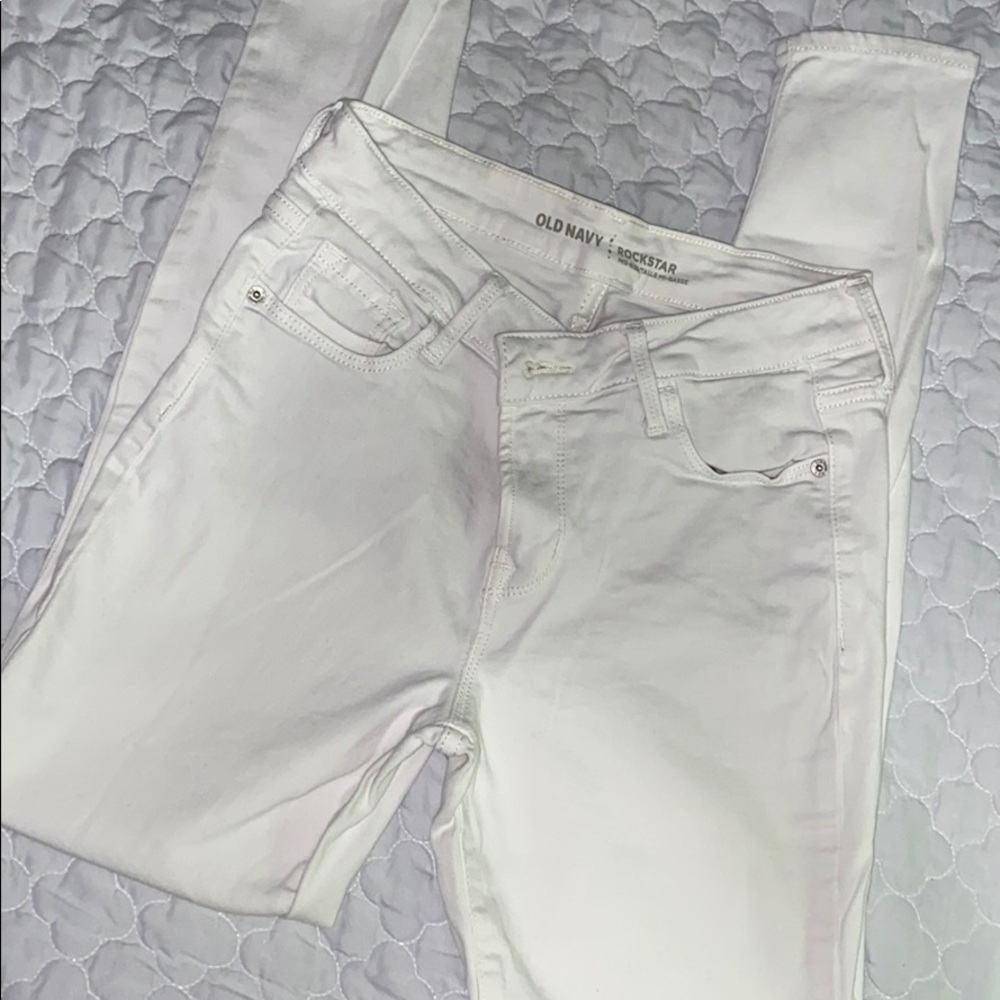 Old navy rockstar mid rise white jeans